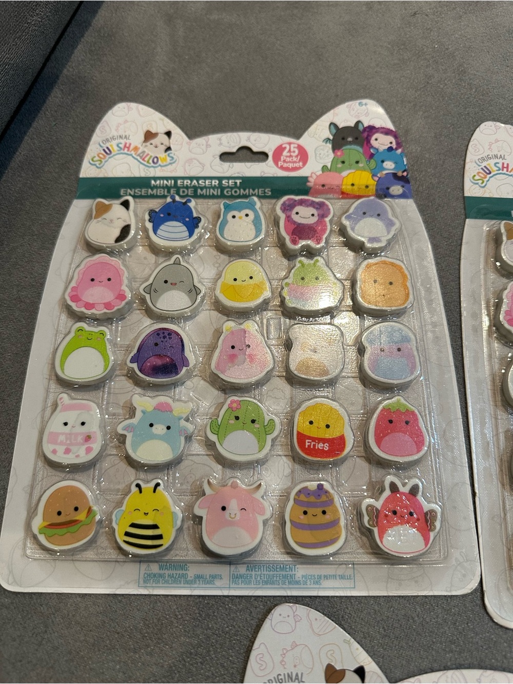 Squishmallows Mini Eraser Set - Pink, Yellow, Green, Blue, Purple